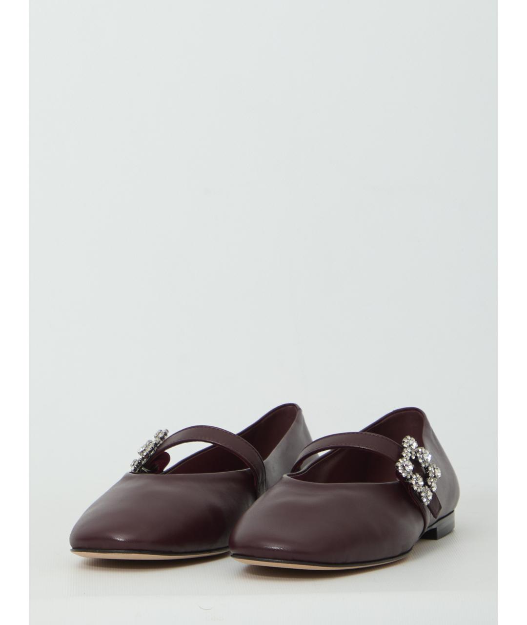 ROGER VIVIER Бордовые кожаные балетки, фото 2