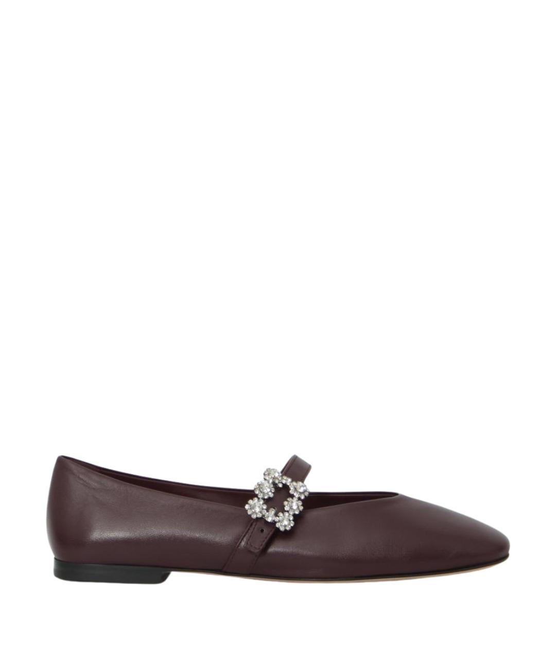 ROGER VIVIER Бордовые кожаные балетки, фото 1