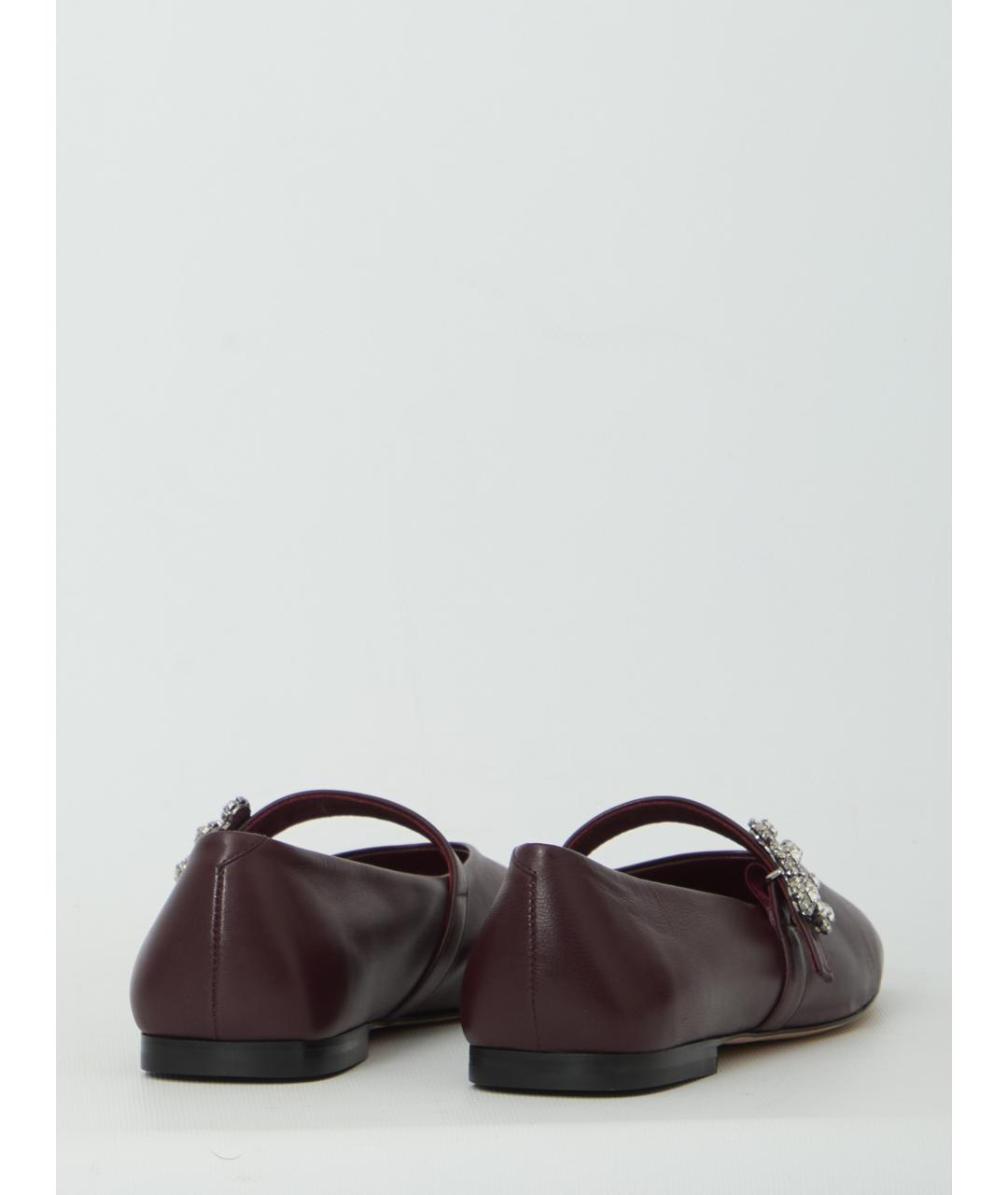 ROGER VIVIER Бордовые кожаные балетки, фото 3