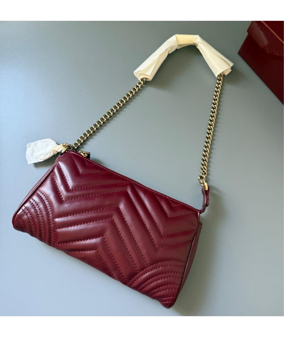 GUCCI Бордовая кожаная сумка с короткими ручками, фото 6
