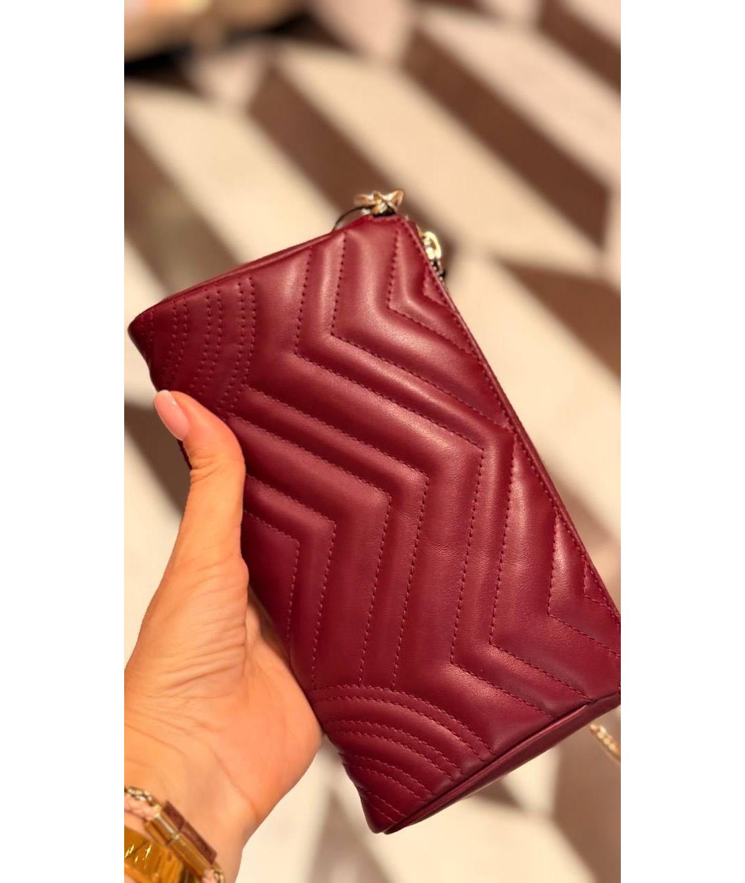 GUCCI Бордовая кожаная сумка с короткими ручками, фото 4