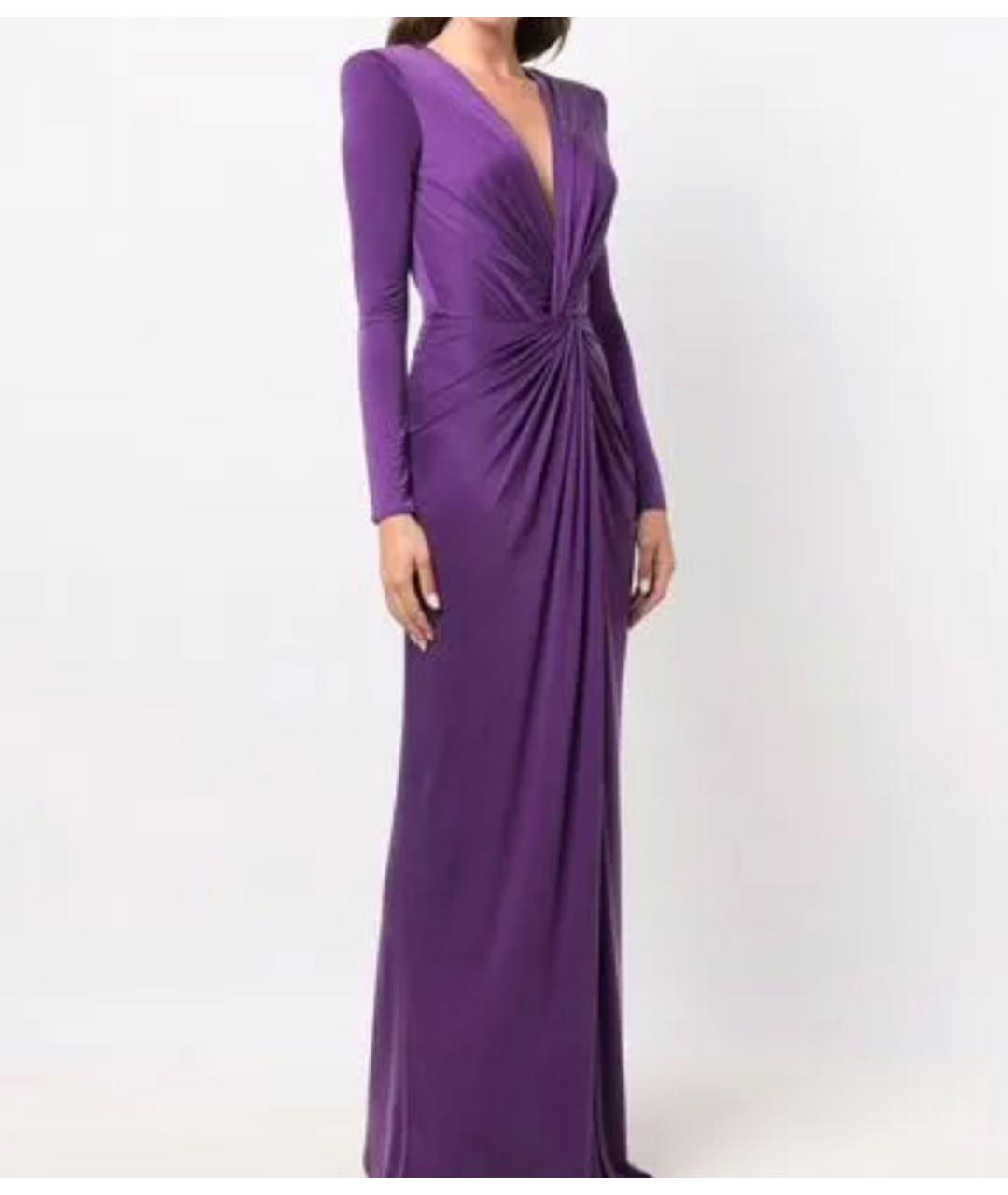 ELISABETTA FRANCHI Фиолетовое вискозное вечернее платье, фото 3