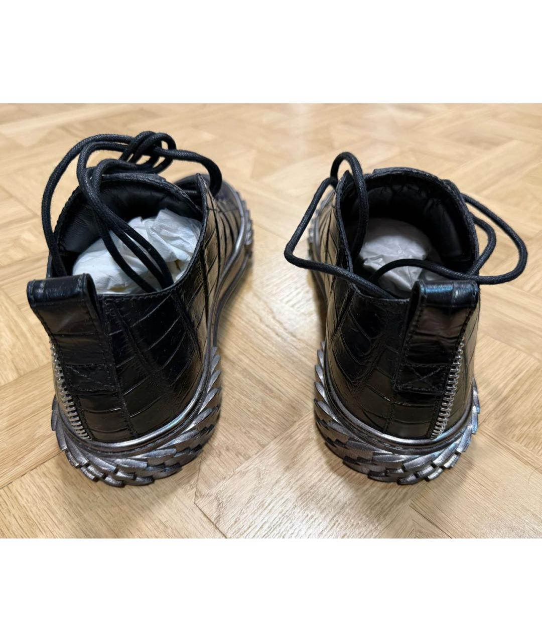 GIUSEPPE ZANOTTI DESIGN Черные кожаные низкие кроссовки / кеды, фото 4