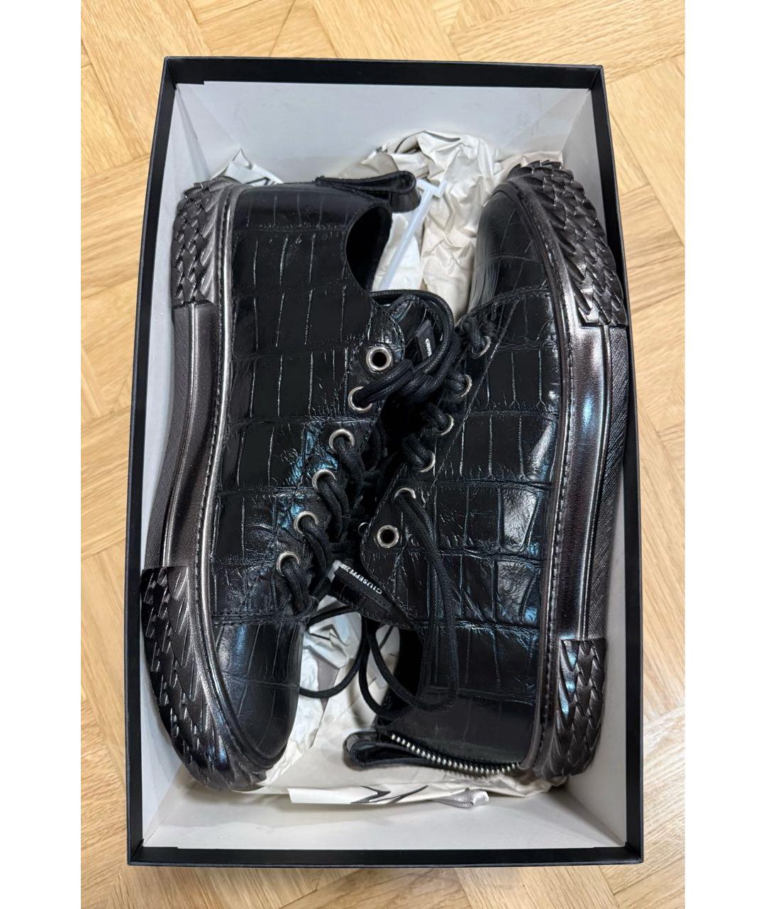 GIUSEPPE ZANOTTI DESIGN Черные кожаные низкие кроссовки / кеды, фото 6
