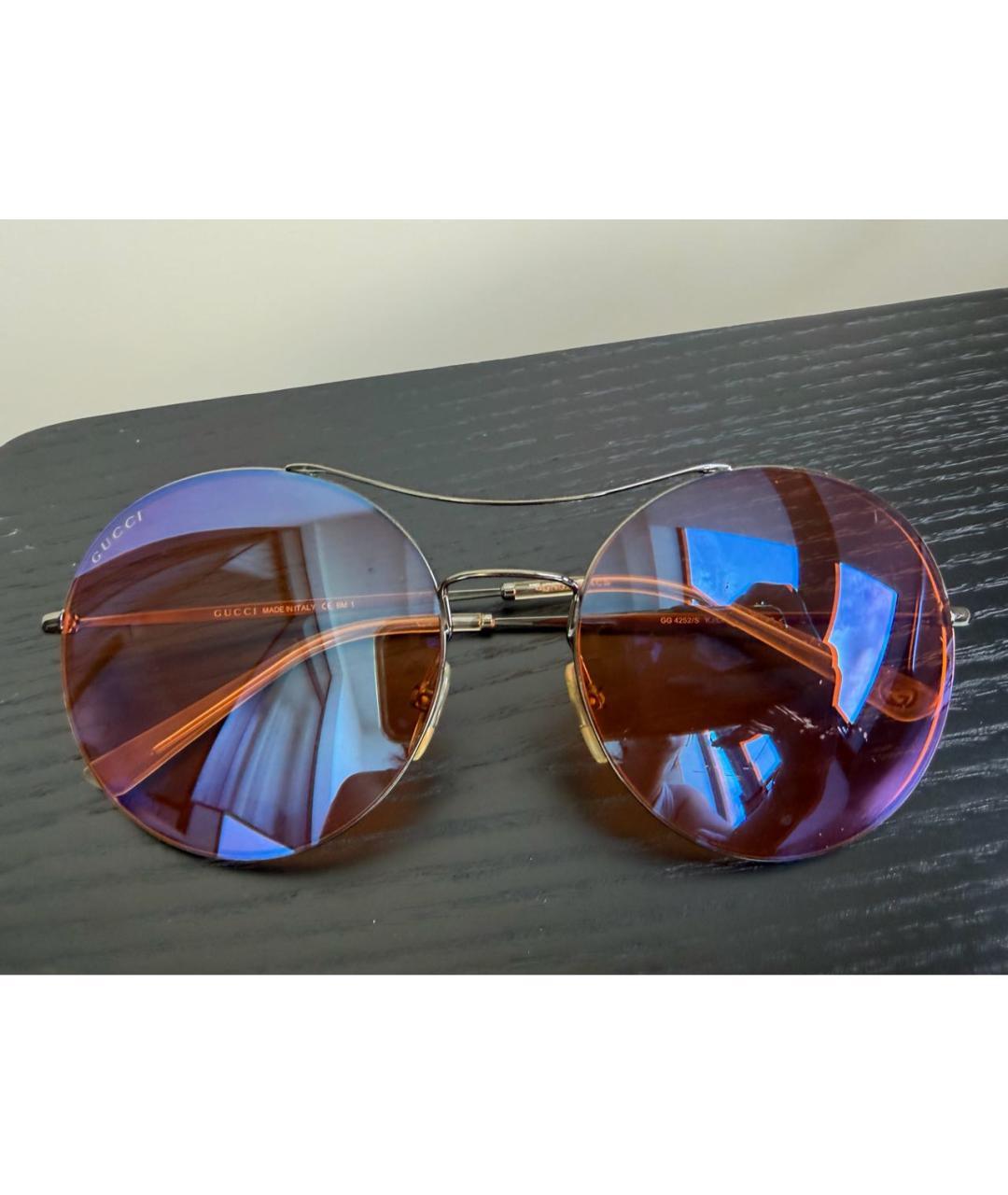 GUCCI Розовые металлические солнцезащитные очки, фото 3