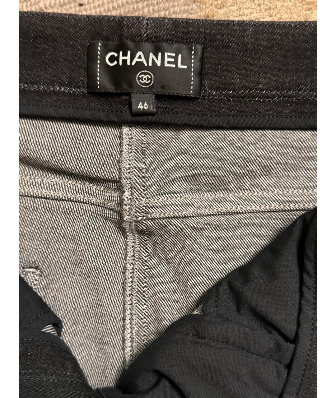 CHANEL Черные хлопко-эластановые прямые джинсы, фото 4