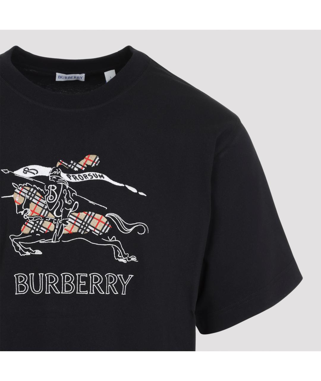 BURBERRY Черная хлопковая футболка, фото 4