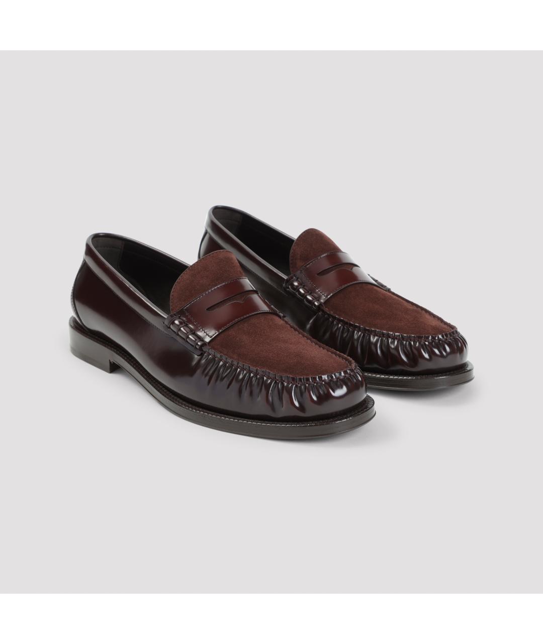 BRUNELLO CUCINELLI Бордовые кожаные лоферы, фото 4