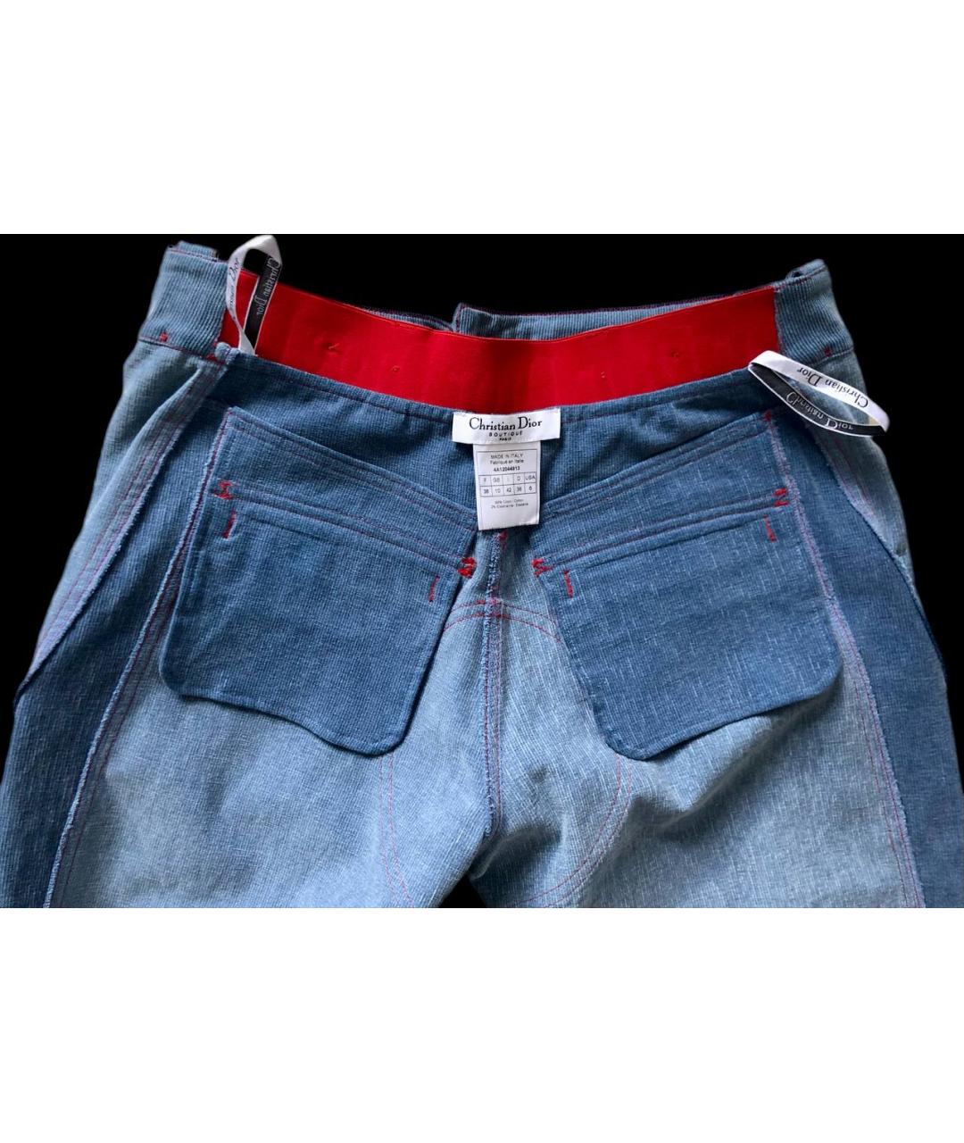 CHRISTIAN DIOR Голубые хлопковые прямые джинсы, фото 4