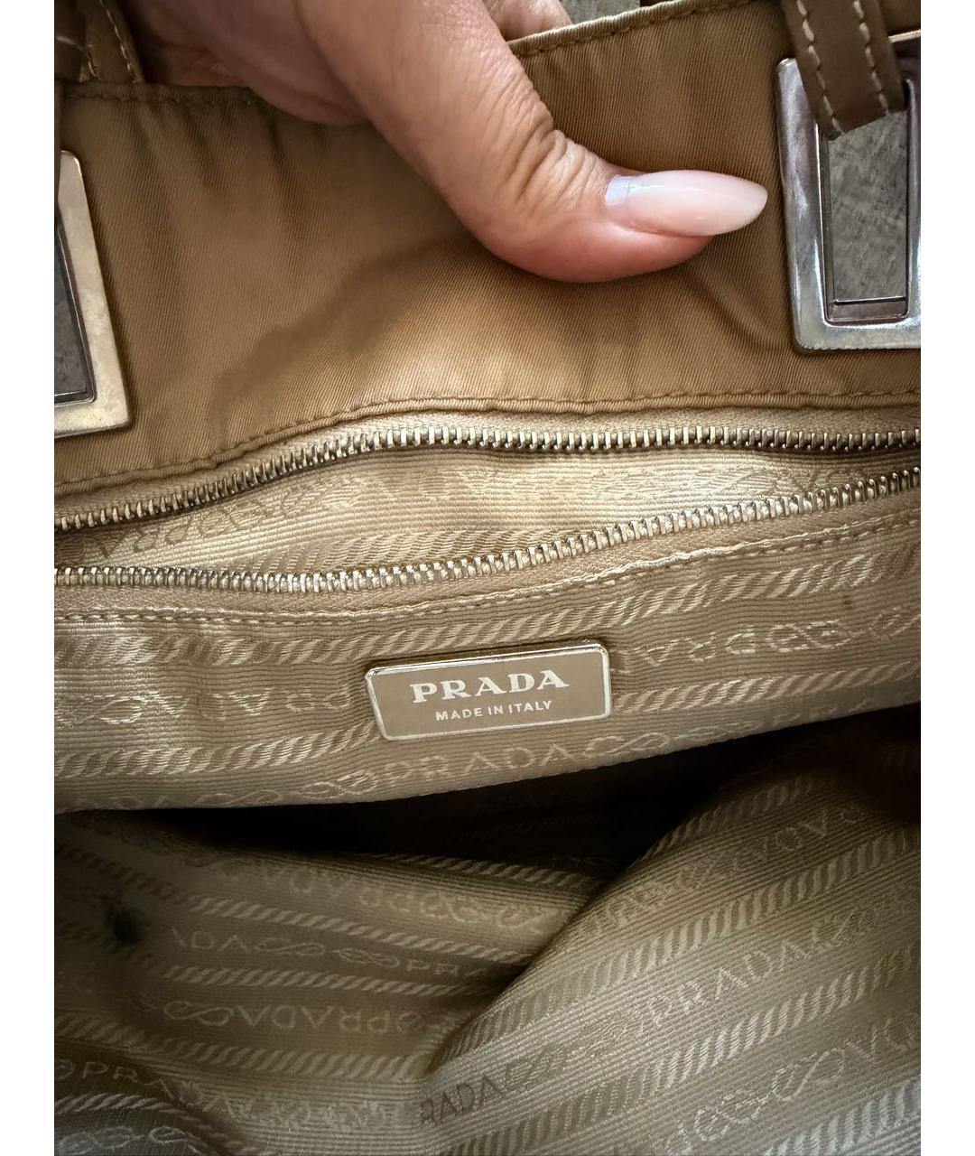 PRADA Бежевая нейлоновая сумка тоут, фото 6
