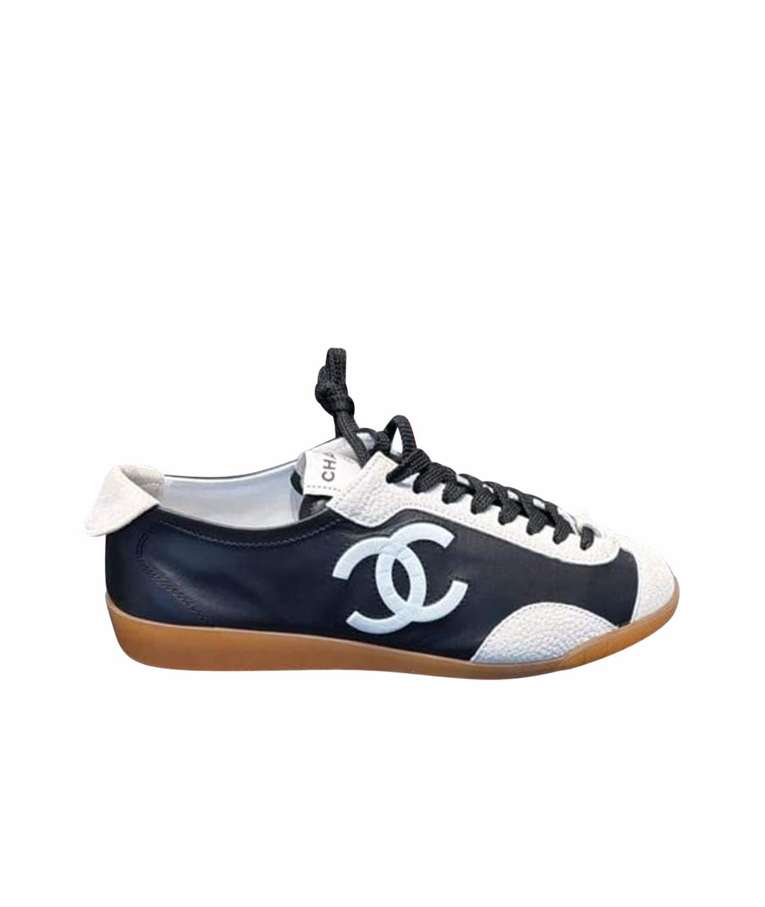 CHANEL Черные кожаные кроссовки, фото 1