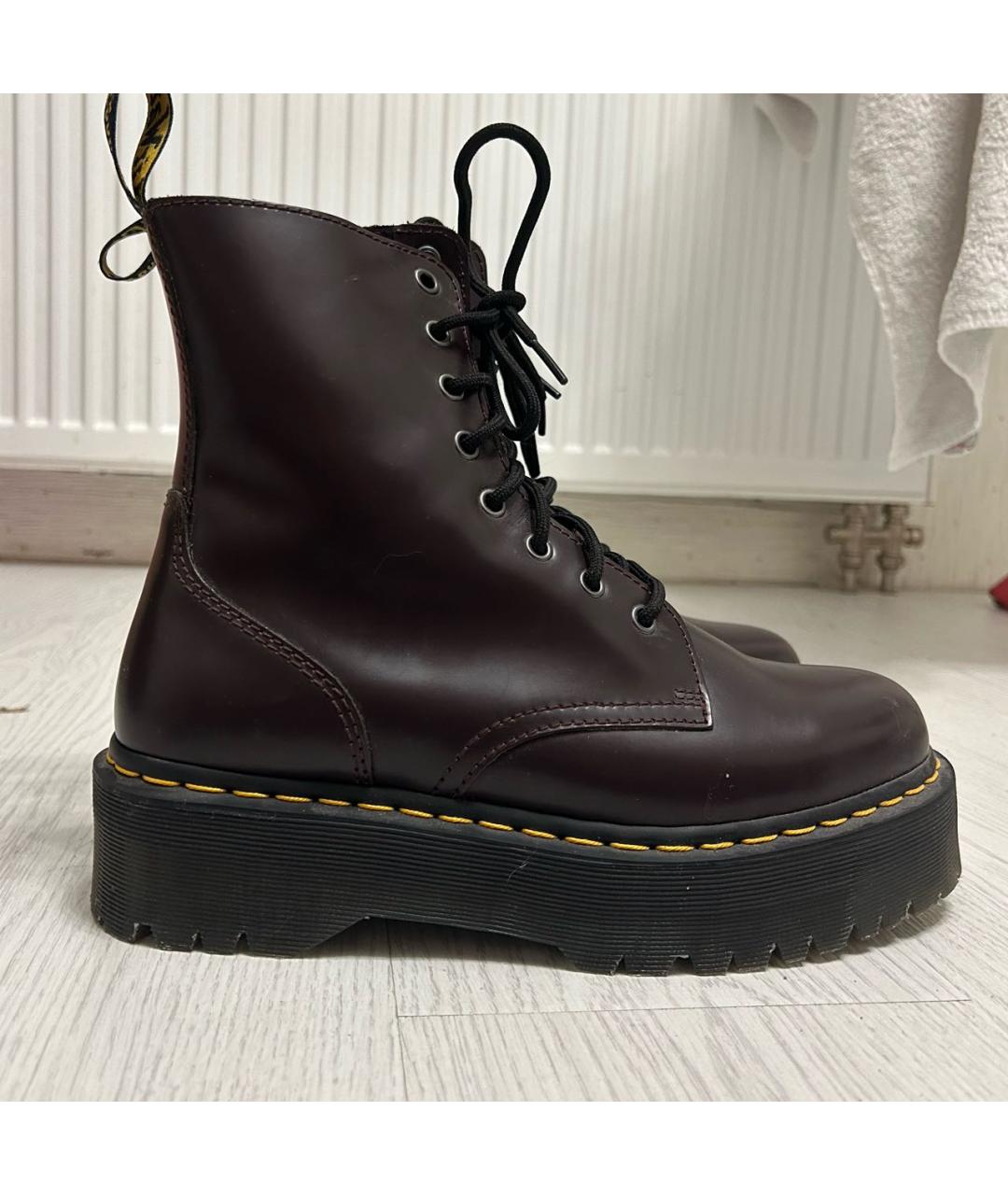 DR. MARTENS Бордовые кожаные ботинки, фото 5