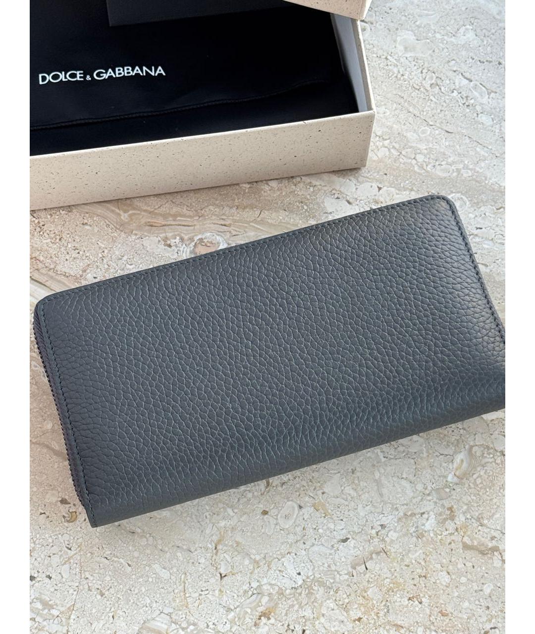 DOLCE&GABBANA Серый кожаный кошелек, фото 5