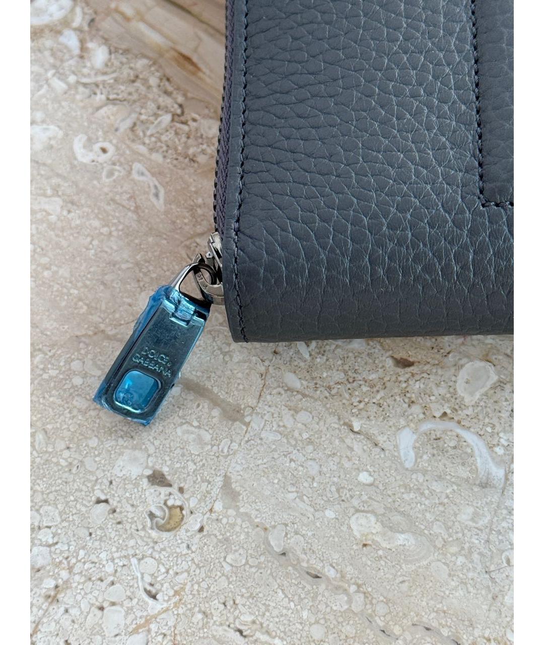 DOLCE&GABBANA Серый кожаный кошелек, фото 3
