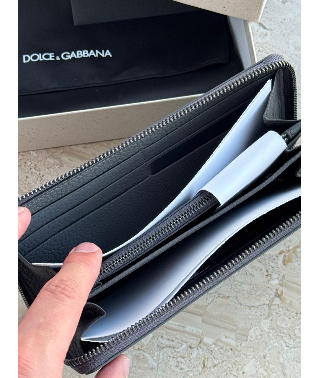 DOLCE&GABBANA Серый кожаный кошелек, фото 8