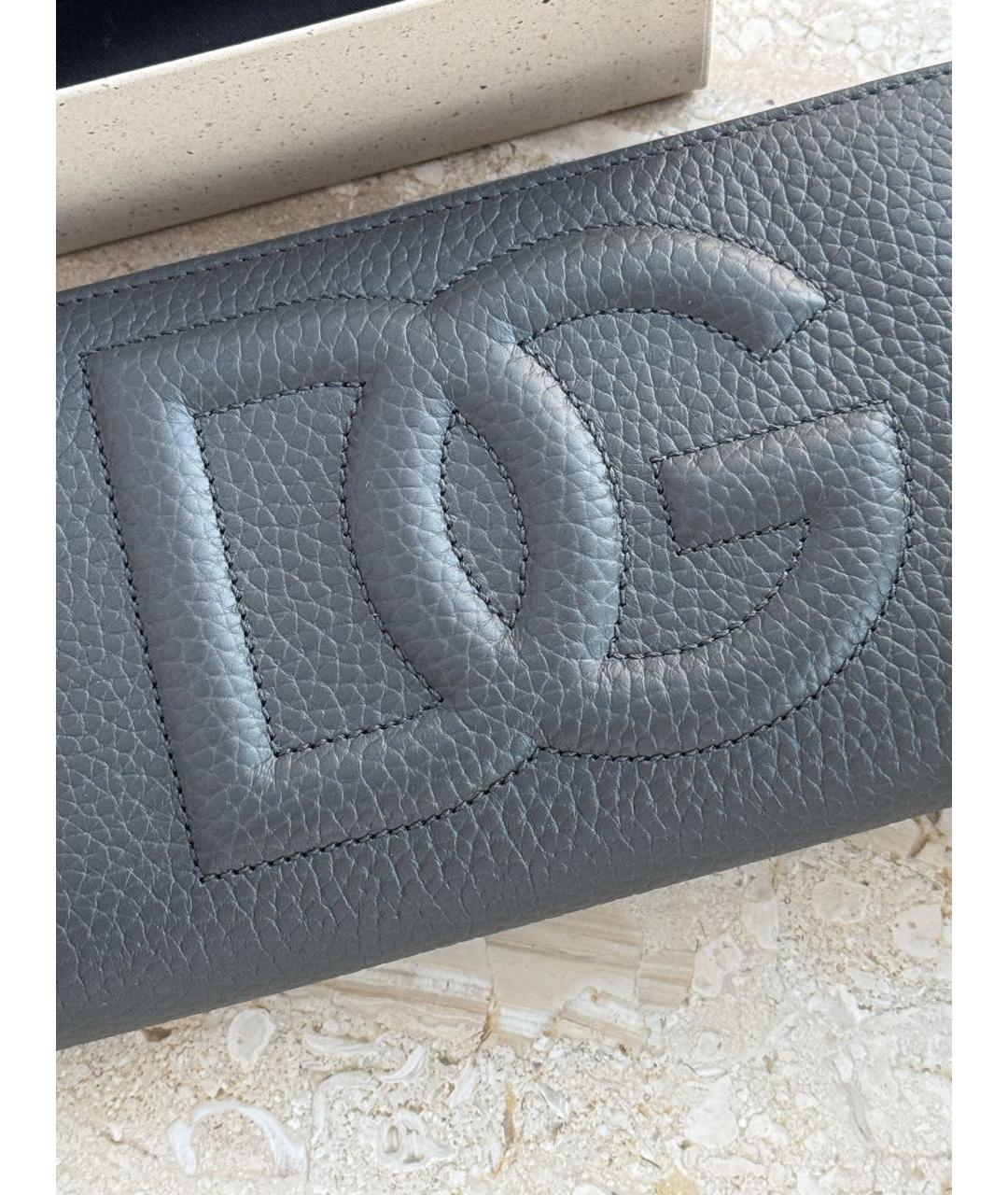 DOLCE&GABBANA Серый кожаный кошелек, фото 4
