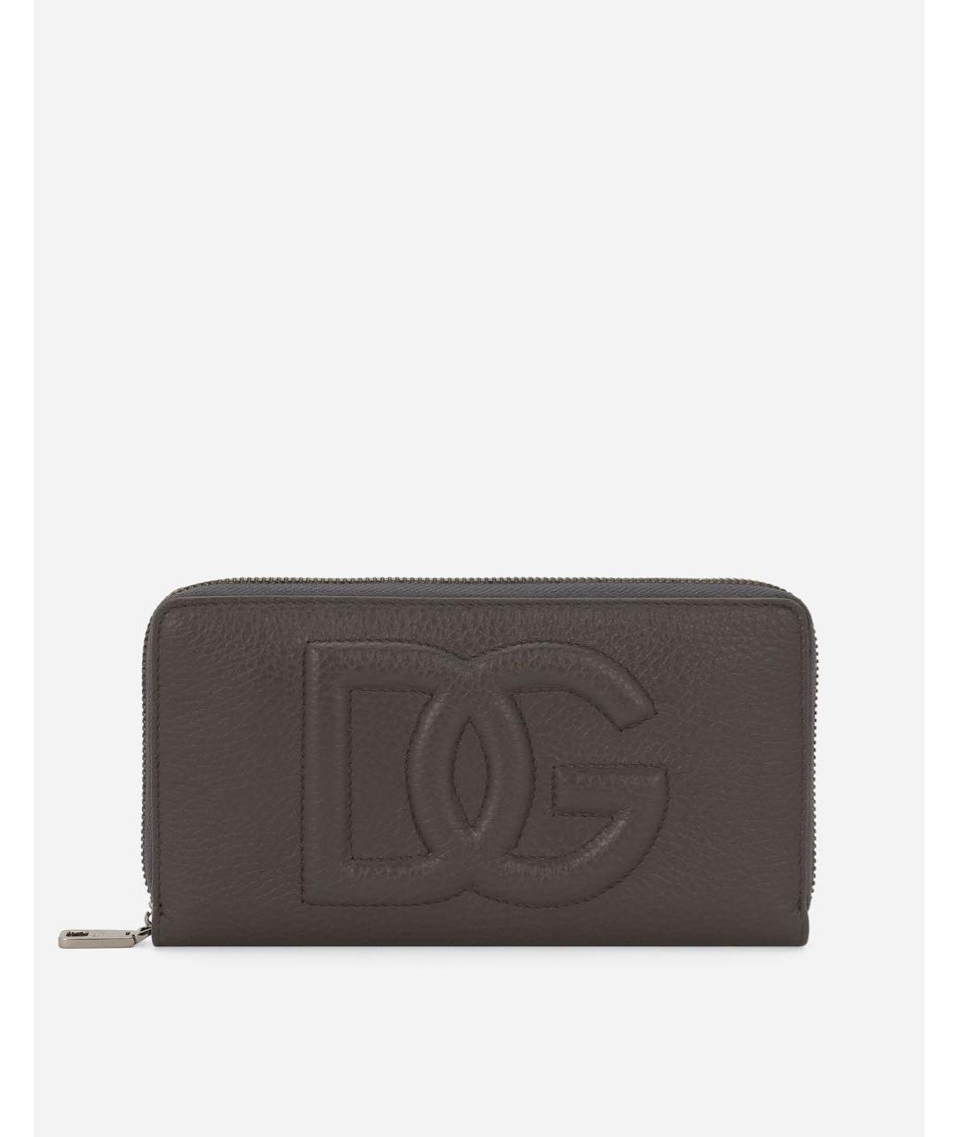 DOLCE&GABBANA Серый кожаный кошелек, фото 9