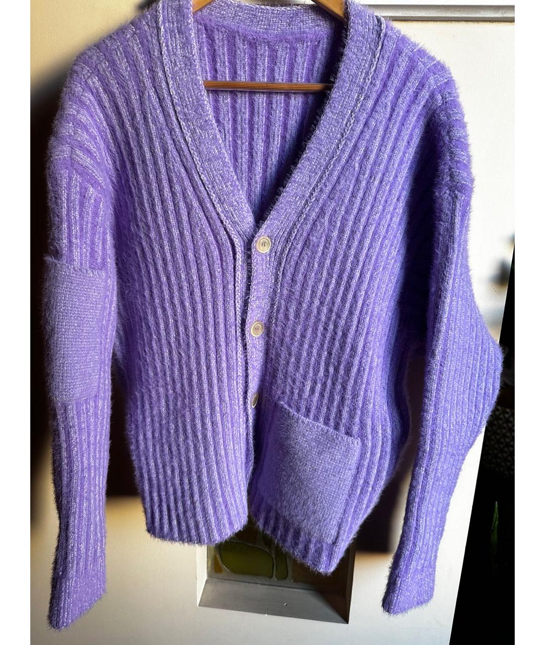 JACQUEMUS Фиолетовый шерстяной кардиган, фото 5