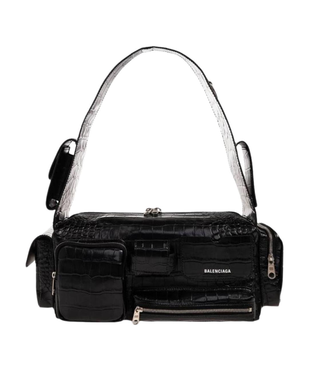 BALENCIAGA Черная кожаная сумка на плечо, фото 1