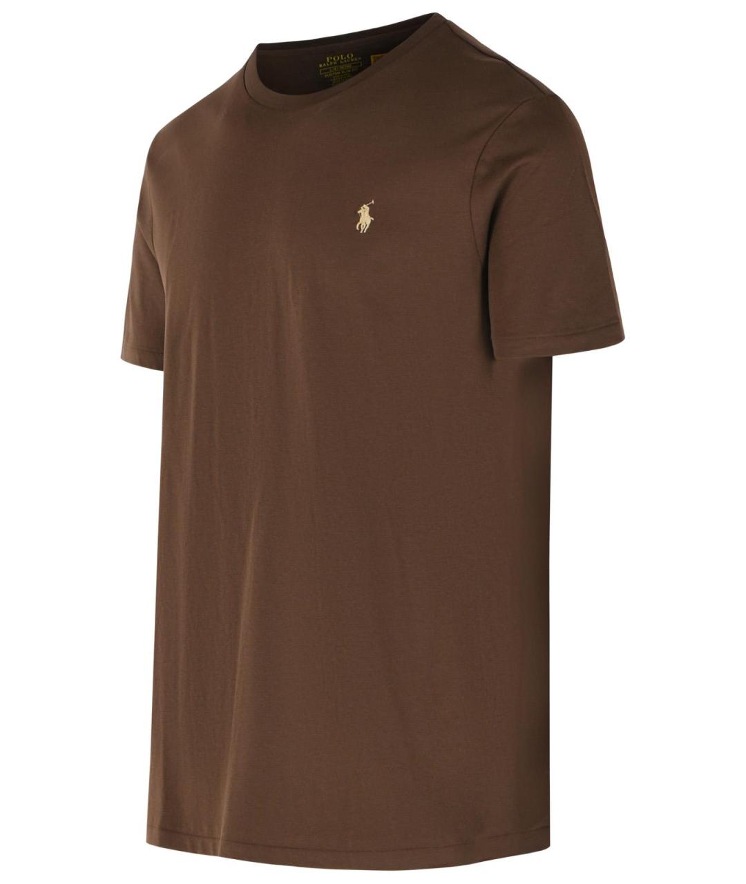 POLO RALPH LAUREN Коричневая хлопковая футболка, фото 2