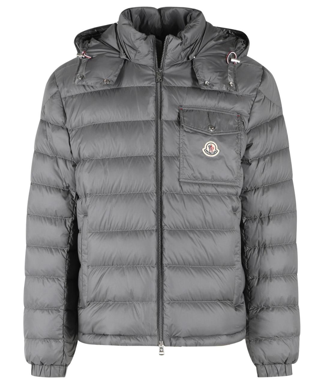 MONCLER Серый полиамидовый пуховик, фото 1