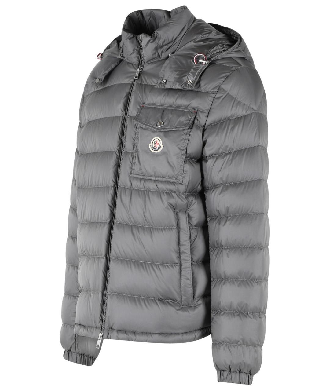 MONCLER Серый полиамидовый пуховик, фото 2