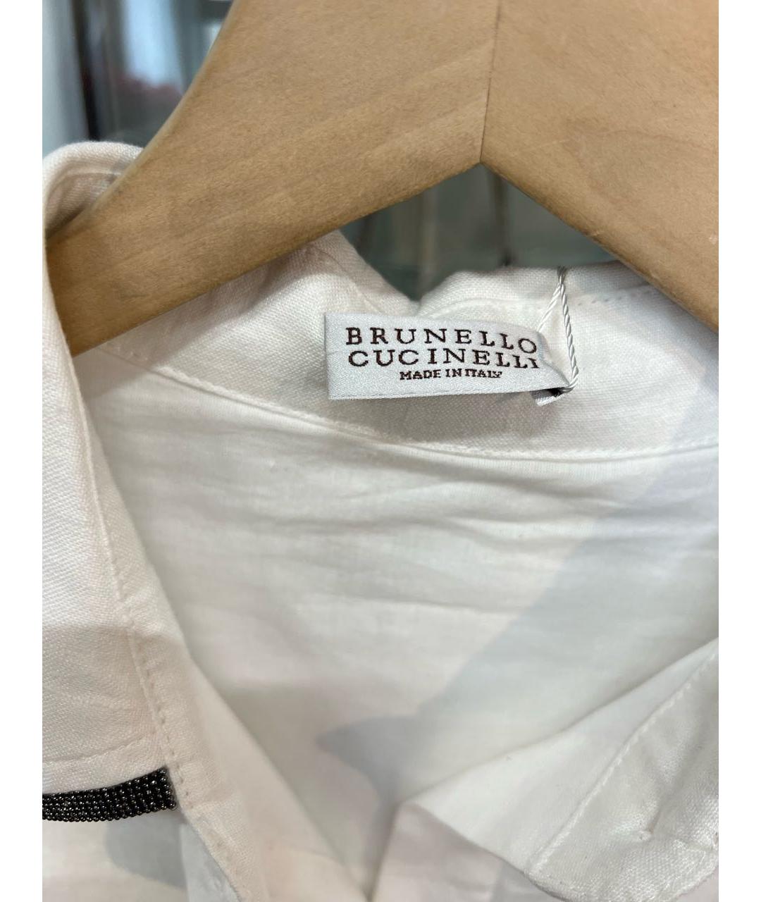 BRUNELLO CUCINELLI Белое льняное повседневное платье, фото 3