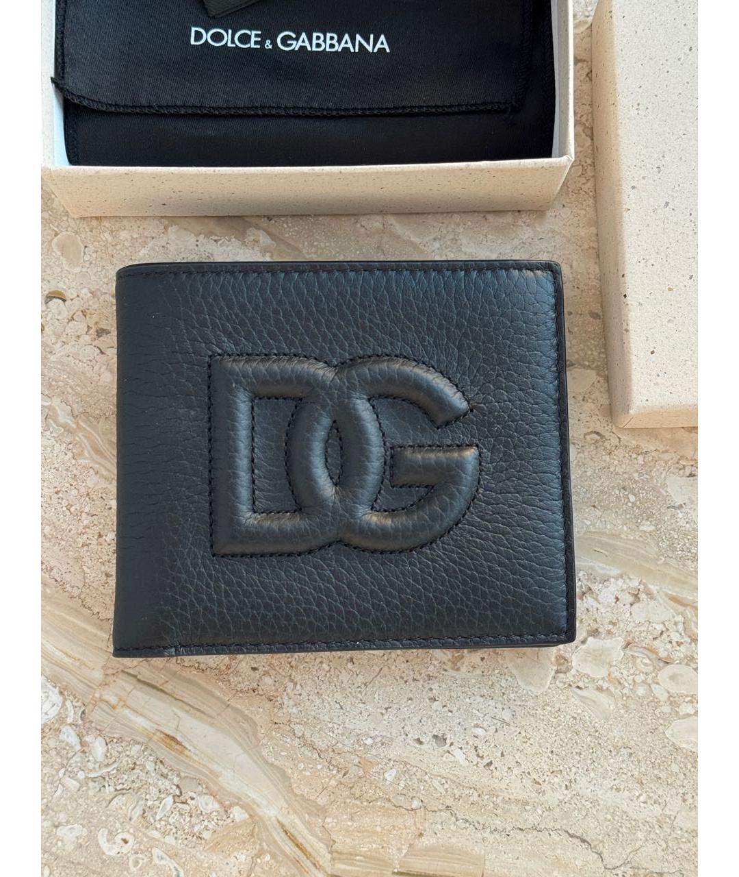 DOLCE&GABBANA Черный кожаный кошелек, фото 3