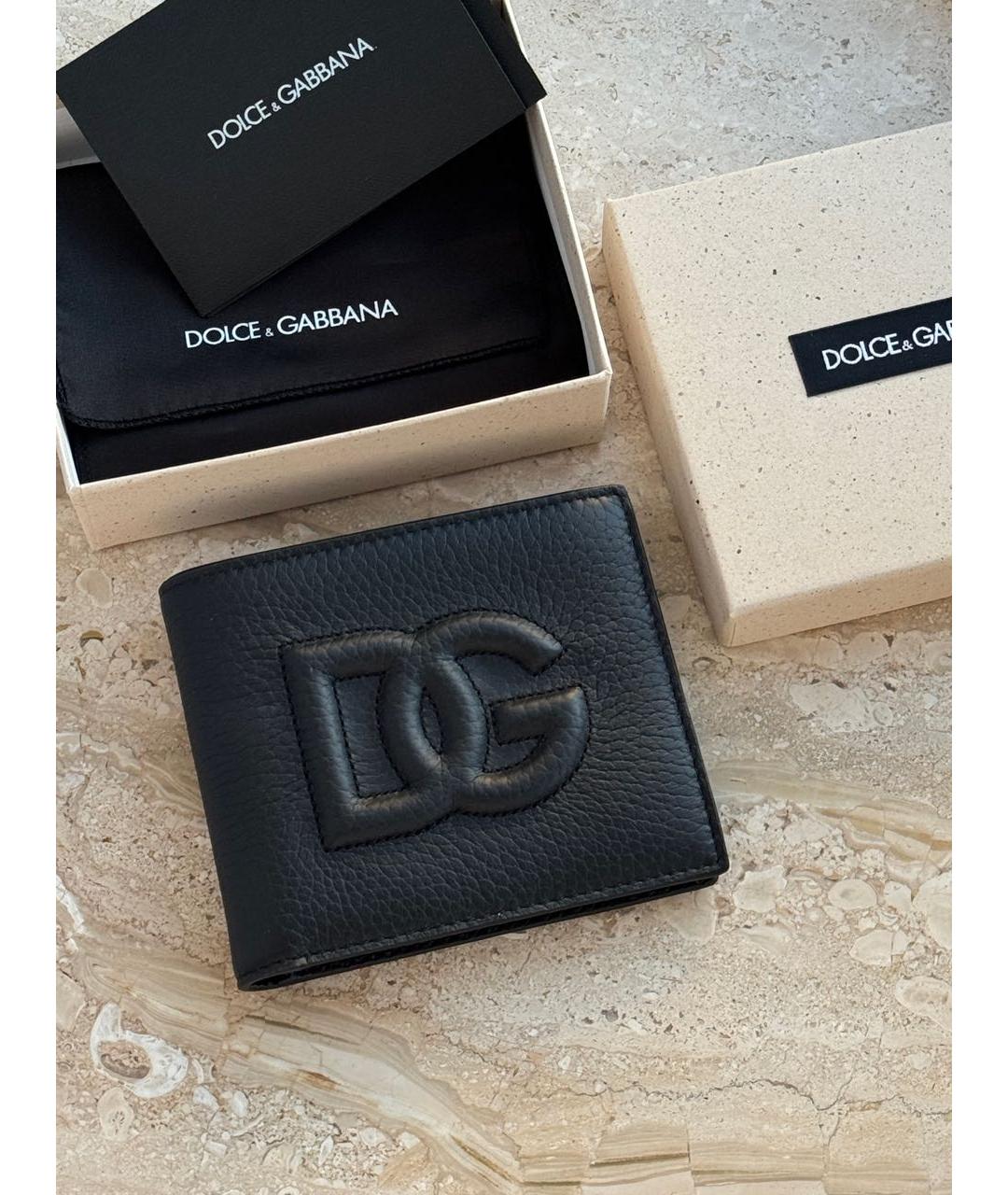 DOLCE&GABBANA Черный кожаный кошелек, фото 2