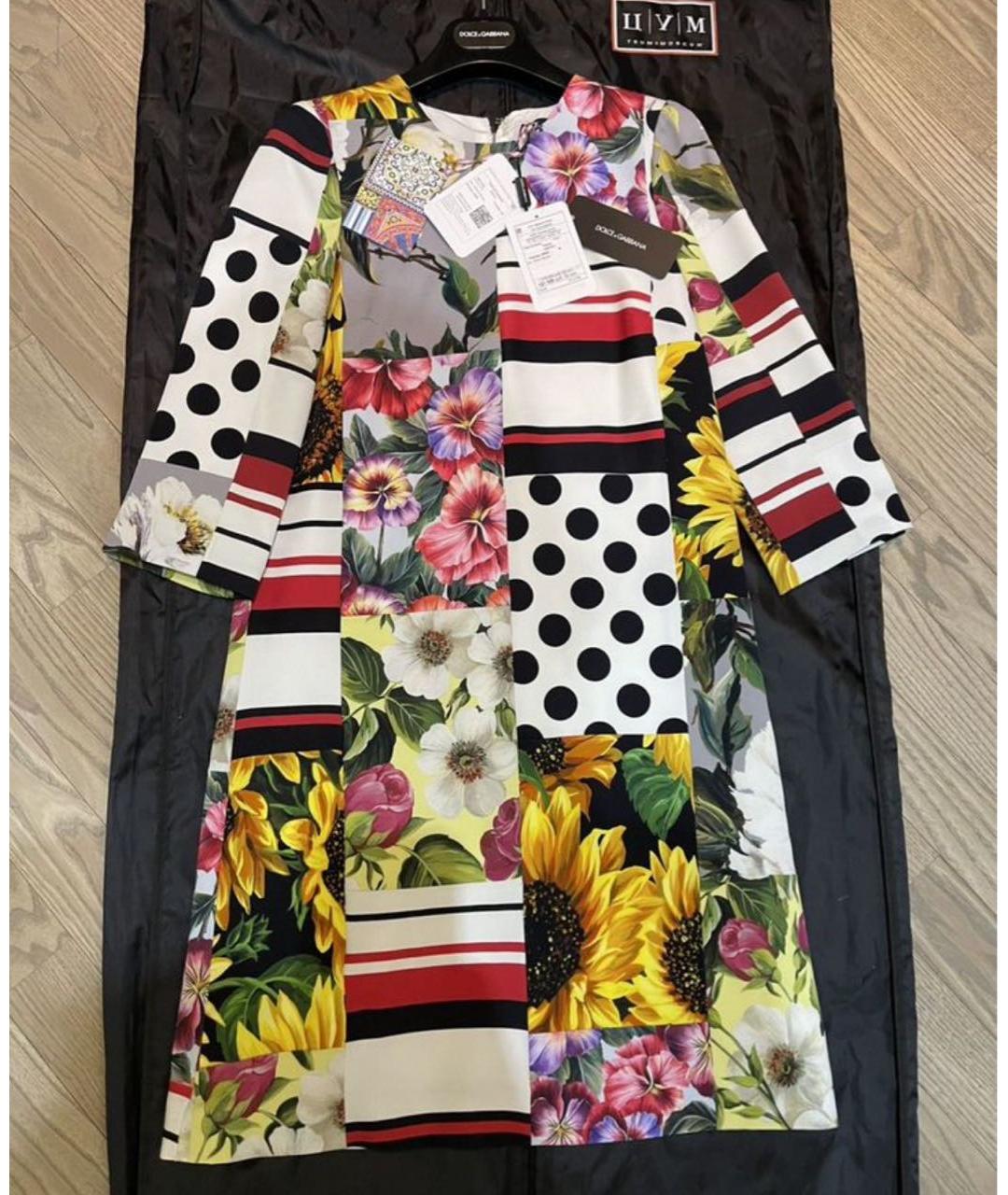 DOLCE&GABBANA Мульти шелковое коктейльное платье, фото 8