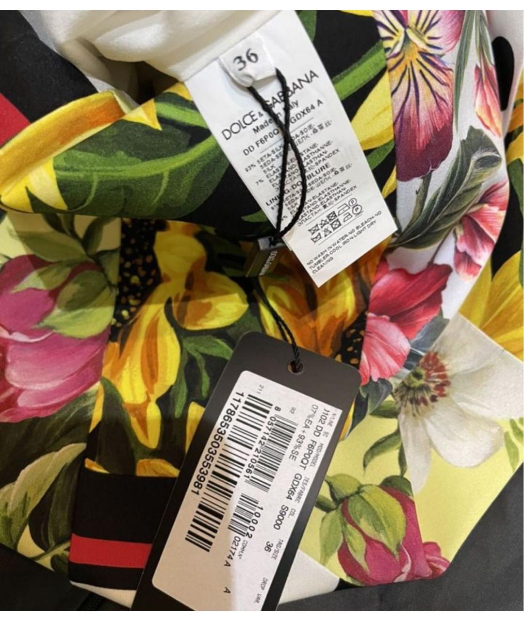 DOLCE&GABBANA Мульти шелковое коктейльное платье, фото 2
