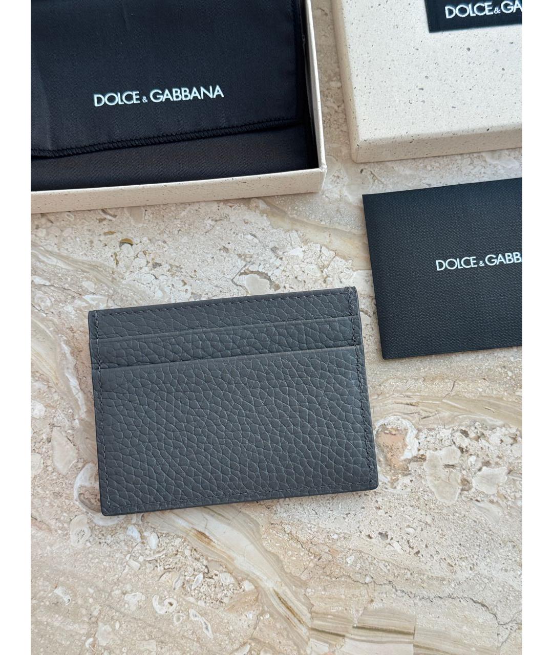 DOLCE&GABBANA Серый кожаный кардхолдер, фото 4