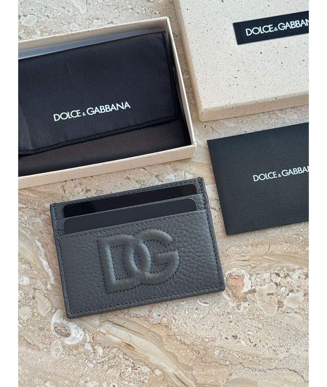 DOLCE&GABBANA Серый кожаный кардхолдер, фото 2
