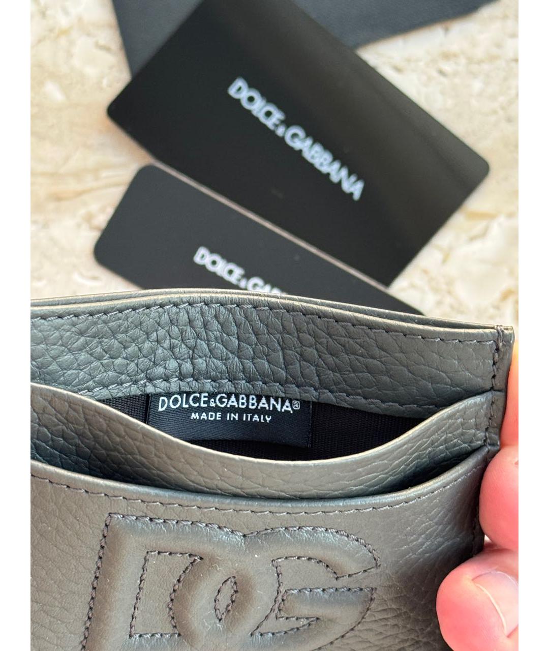DOLCE&GABBANA Серый кожаный кардхолдер, фото 5