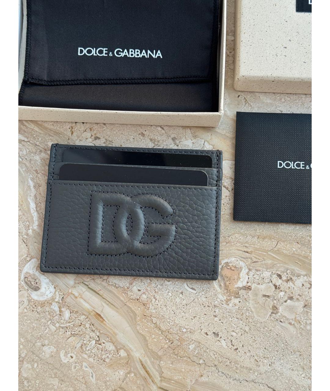 DOLCE&GABBANA Серый кожаный кардхолдер, фото 3