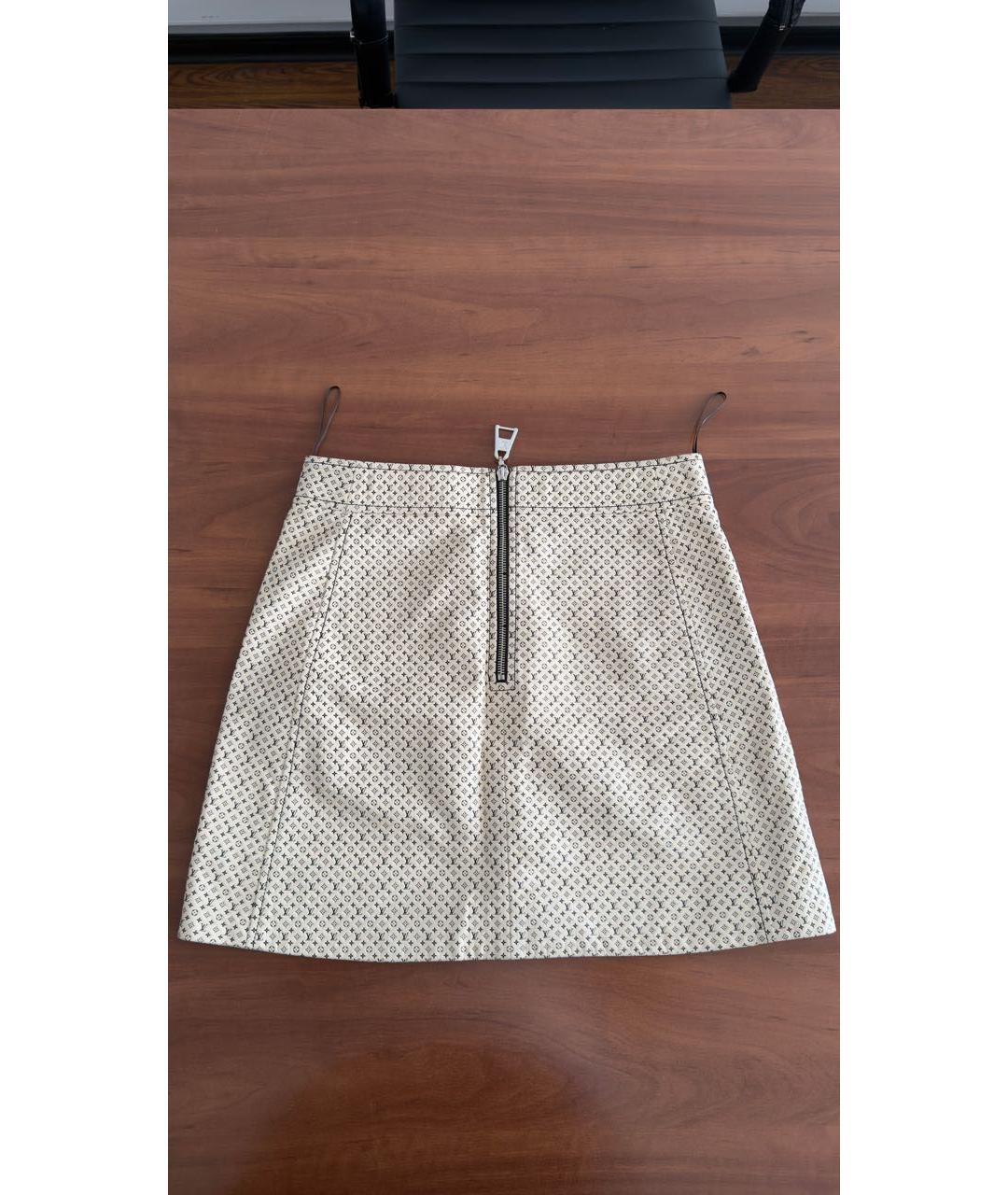 LOUIS VUITTON Бежевая кожаная юбка мини, фото 2