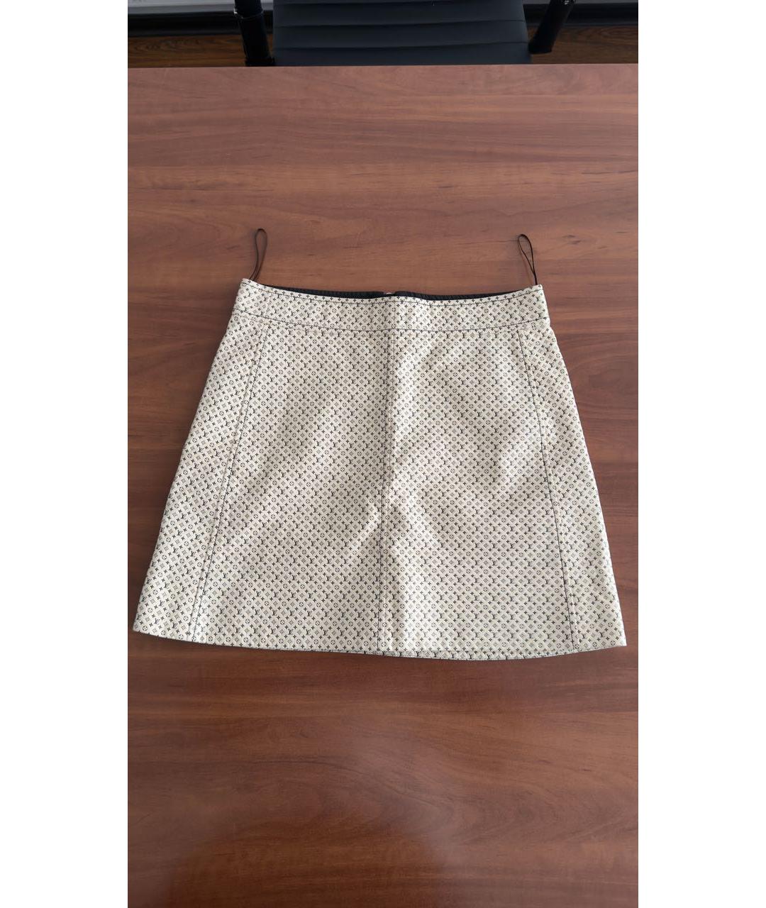 LOUIS VUITTON Бежевая кожаная юбка мини, фото 9