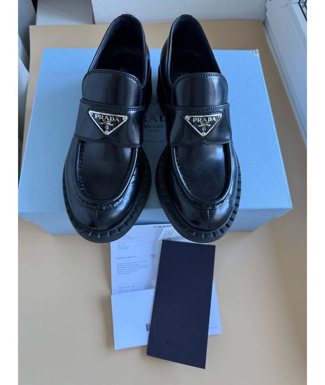 PRADA Черные кожаные лоферы, фото 2