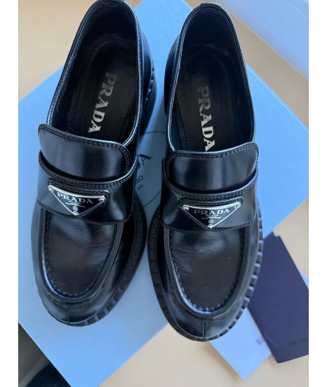 PRADA Черные кожаные лоферы, фото 5