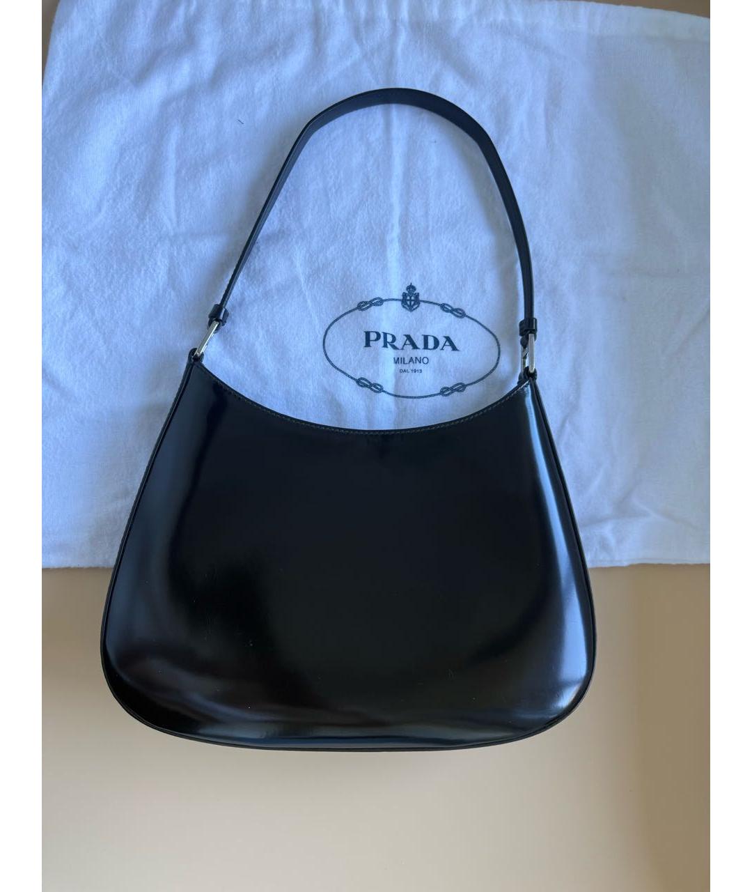PRADA Черная кожаная сумка с короткими ручками, фото 5