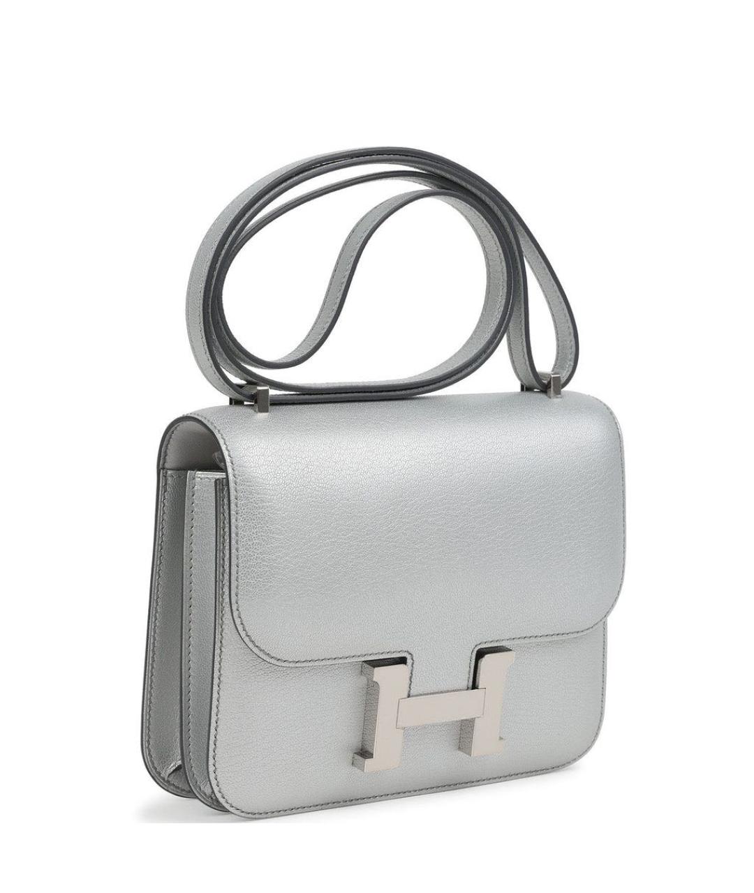 HERMES Серебряная кожаная сумка через плечо, фото 3