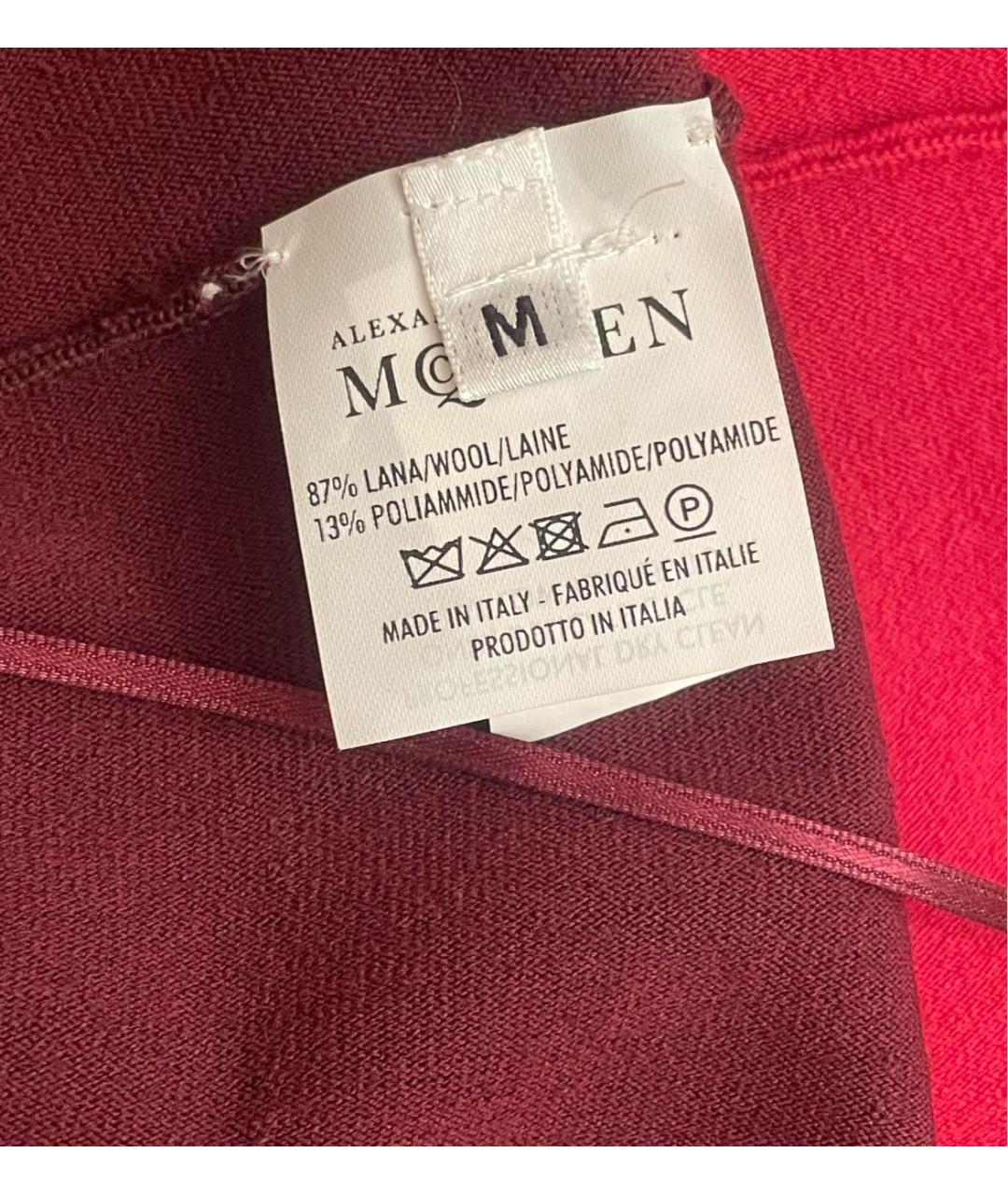 ALEXANDER MCQUEEN Бордовое шерстяное коктейльное платье, фото 4