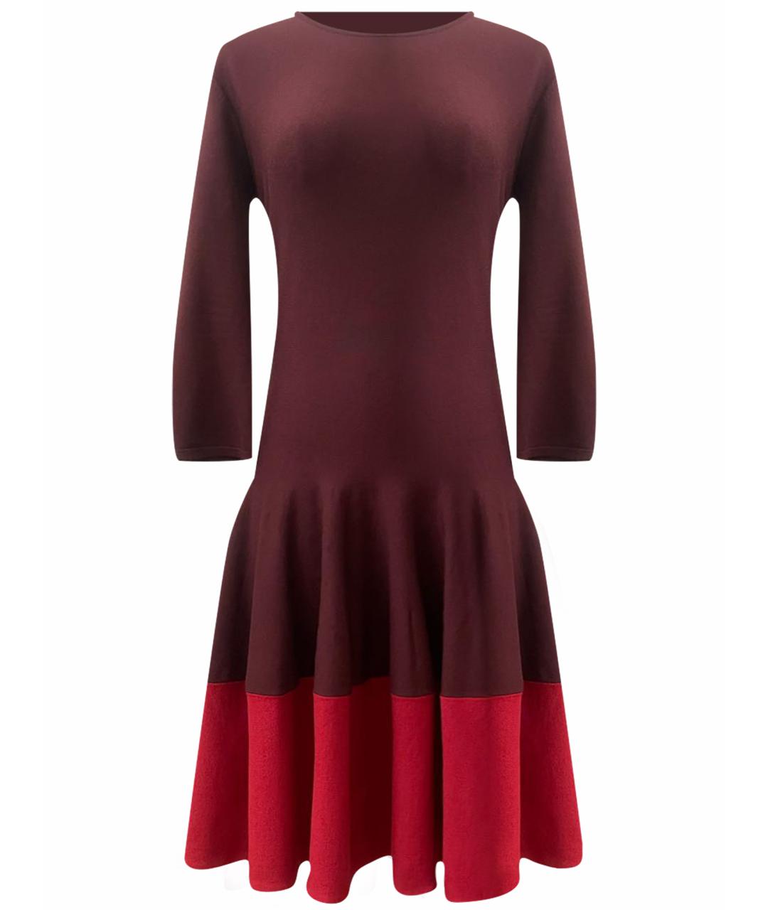 ALEXANDER MCQUEEN Бордовое шерстяное коктейльное платье, фото 1