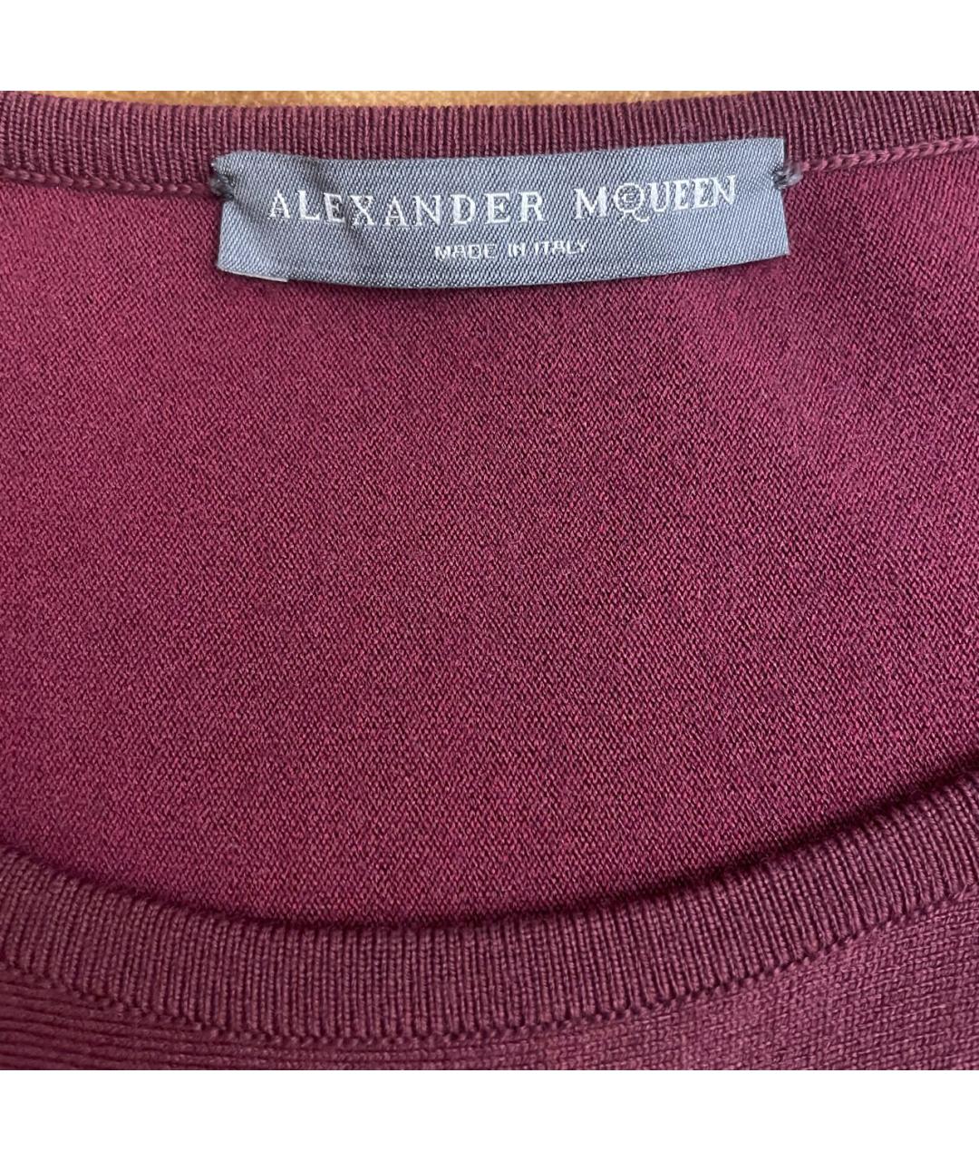 ALEXANDER MCQUEEN Бордовое шерстяное коктейльное платье, фото 3