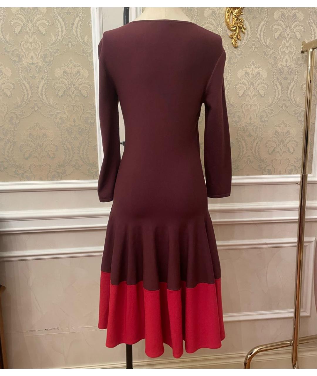 ALEXANDER MCQUEEN Бордовое шерстяное коктейльное платье, фото 2