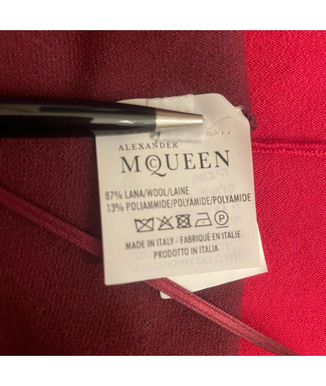 ALEXANDER MCQUEEN Бордовое шерстяное коктейльное платье, фото 5