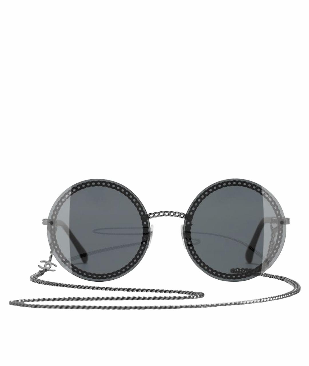 CHANEL Антрацитовые металлические солнцезащитные очки, фото 1