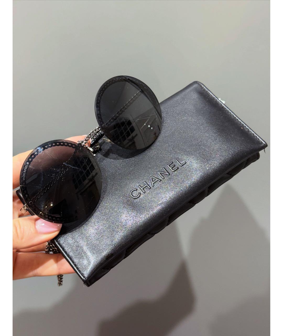 CHANEL Антрацитовые металлические солнцезащитные очки, фото 4