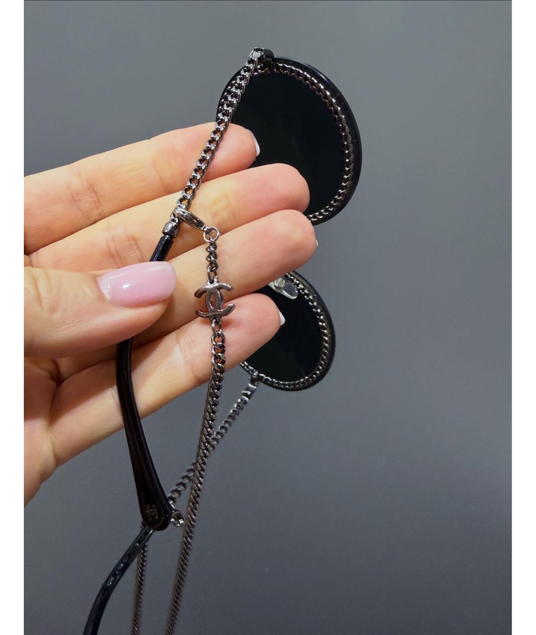 CHANEL Антрацитовые металлические солнцезащитные очки, фото 3
