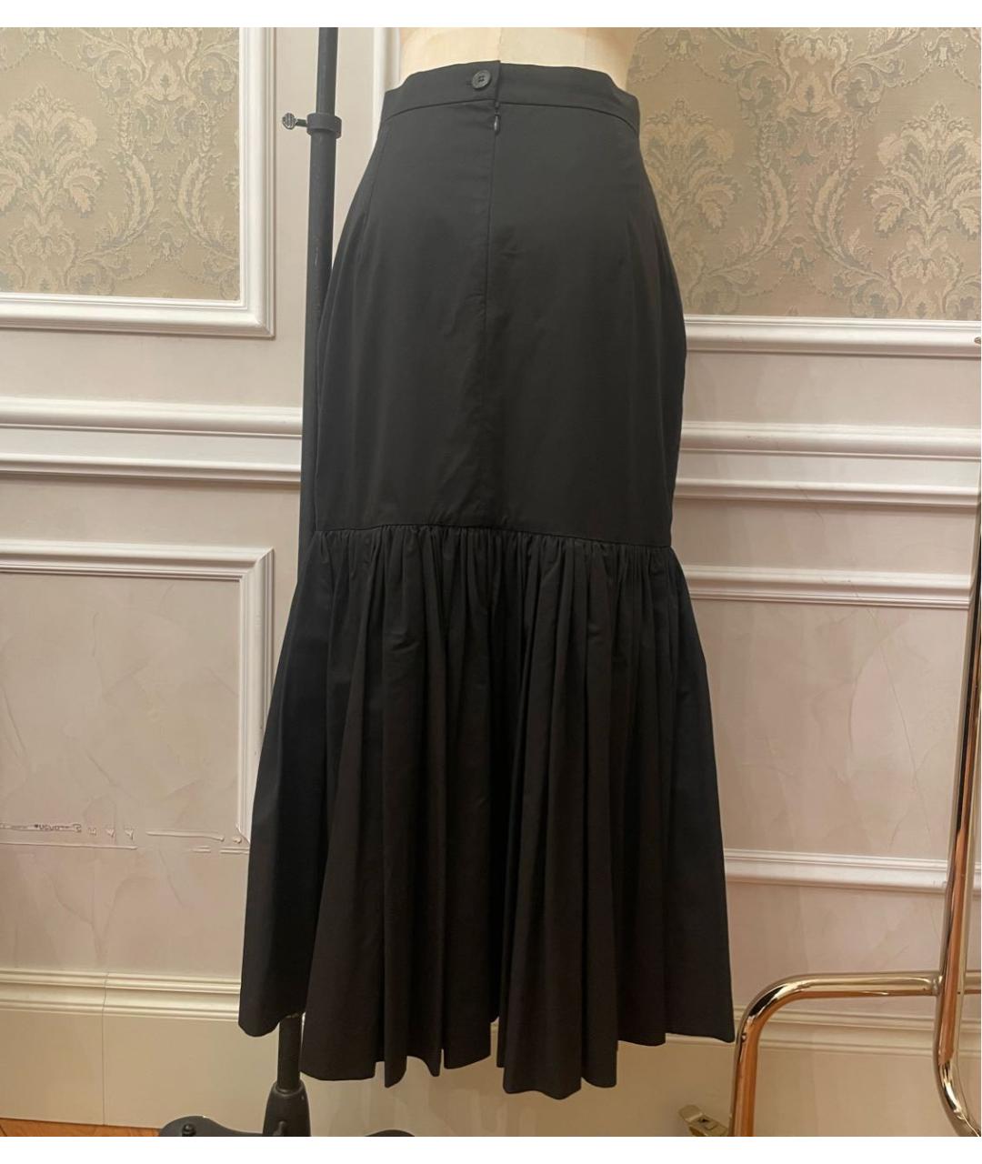 DRIES VAN NOTEN Черная хлопковая юбка миди, фото 2